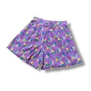 Vintage Purple Patterned Flowy Shorts